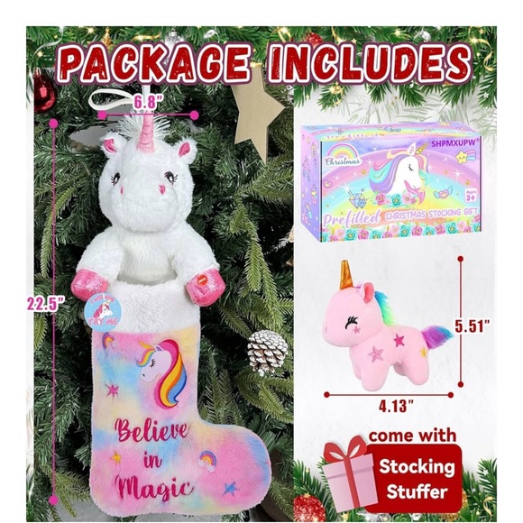 Unicorn Musical Christmas Stocking Set‎ with Plush Toy NEW - Picture 1 of 15